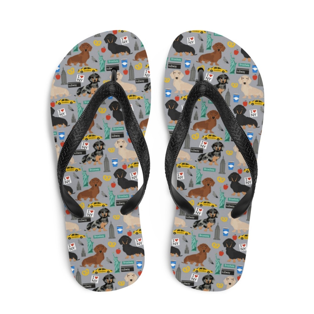 NEW! Dachshunds in NYC Flip Flops • Size 7-8